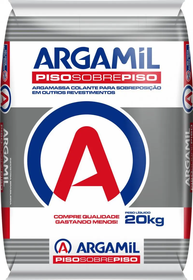 Saco de argamassa colante Argamil Piso Sobre Piso, 20 kg.