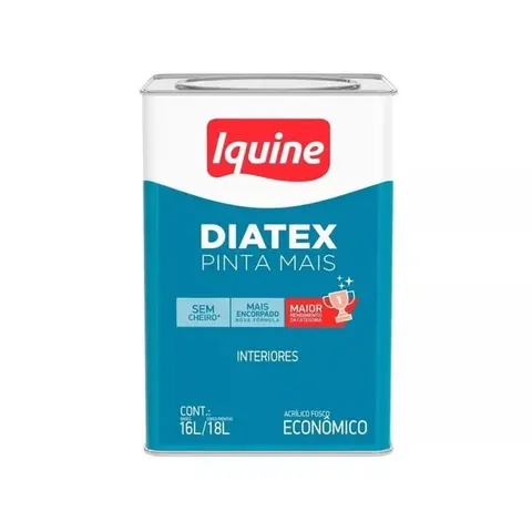 Lata de tinta Iquine Diatex Branco Neve para interiores, embalagem de 18 litros.