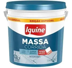 Balde de massa corrida Iquine para interiores, 20 kg, com tampa azul.