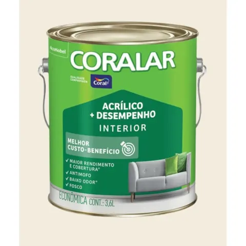 Foto de Tinta Econômica Acrílica Fosco + Desempenho Coralar 3,6l